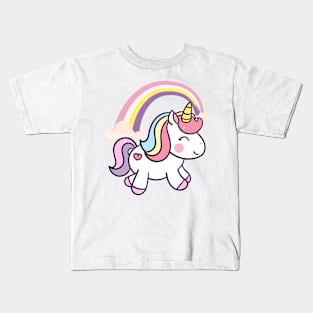 Cute Unicorn With Rainbows Kids T-Shirt